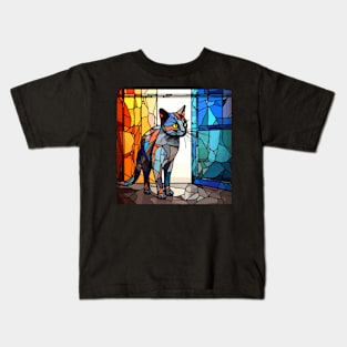 A Stained Glass Cat Kids T-Shirt